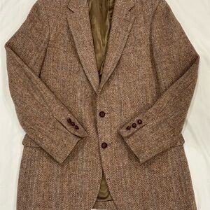 Vintage Harris Tweed Herringbone Blazer 100% Scottish Wool Tailored in the USA